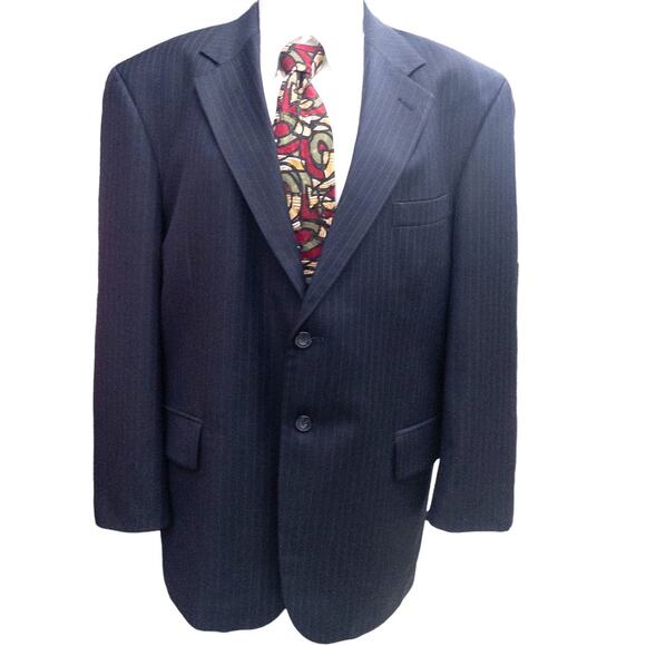 Oscar de la Renta Other - Oscar de la Renta Mens Cashmere Blend Sportscoat Blazer Blue Pin Stripe 44S